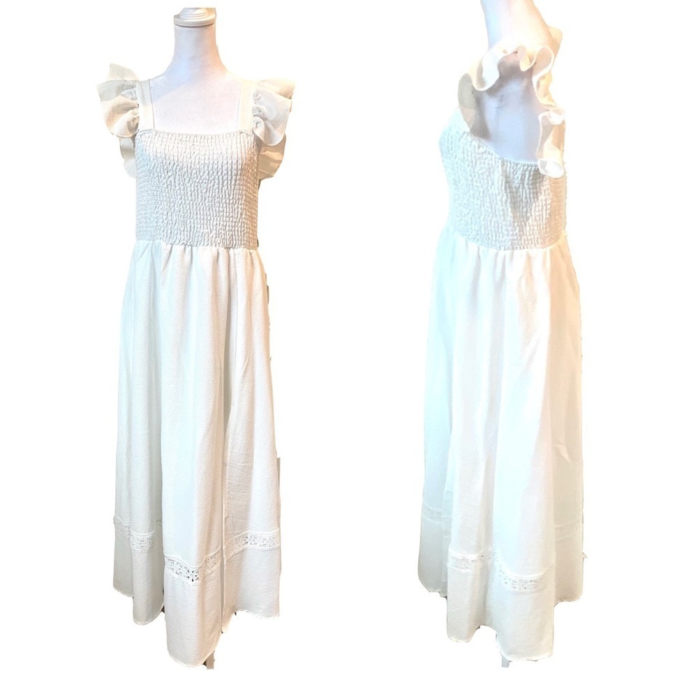 SHIEN CURVE — Plus Size Boho Flared Cap Sleeve Ruffle Hem Dress Size 0XL (12) - Picture 4 of 12